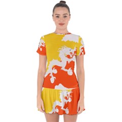 Borders Country Flag Geography Map Drop Hem Mini Chiffon Dress by Sapixe