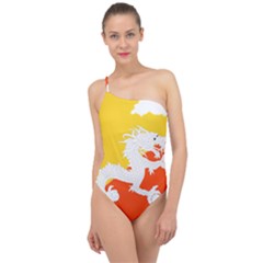 Borders Country Flag Geography Map Classic One Shoulder Swimsuit by Sapixe