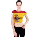 Spain Country Europe Flag Borders Crew Neck Crop Top View1