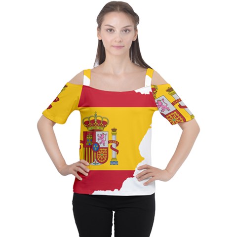 Spain Country Europe Flag Borders Cutout Shoulder Tee by Sapixe