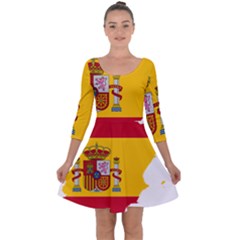 Spain Country Europe Flag Borders Quarter Sleeve Skater Dress by Sapixe