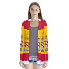 Spain Country Europe Flag Borders Drape Collar Cardigan by Sapixe