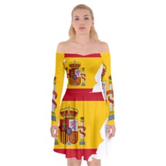 Spain Country Europe Flag Borders Off Shoulder Skater Dress by Sapixe