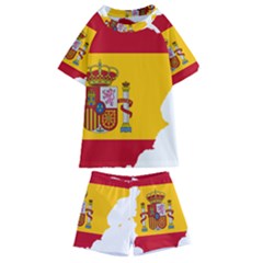 Spain Country Europe Flag Borders Kids  Swim Tee And Shorts Set by Sapixe