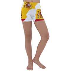 Spain Country Europe Flag Borders Kids  Lightweight Velour Yoga Shorts by Sapixe