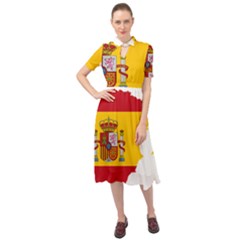 Spain Country Europe Flag Borders Keyhole Neckline Chiffon Dress by Sapixe