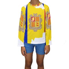 Andorra Country Europe Flag Kids  Long Sleeve Swimwear by Sapixe