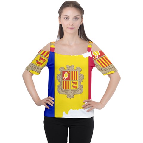 Andorra Country Europe Flag Cutout Shoulder Tee by Sapixe