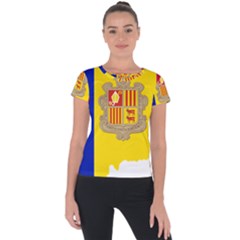 Andorra Country Europe Flag Short Sleeve Sports Top  by Sapixe