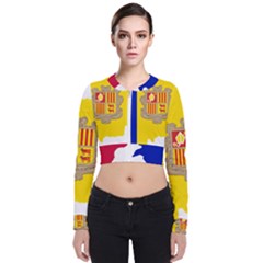 Andorra Country Europe Flag Long Sleeve Zip Up Bomber Jacket by Sapixe