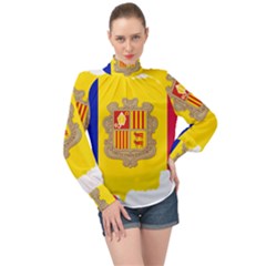 Andorra Country Europe Flag High Neck Long Sleeve Chiffon Top by Sapixe