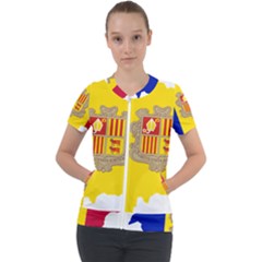 Andorra Country Europe Flag Short Sleeve Zip Up Jacket by Sapixe