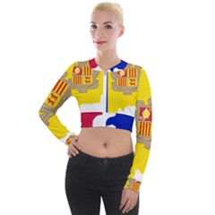 Andorra Country Europe Flag Long Sleeve Cropped Velvet Jacket by Sapixe