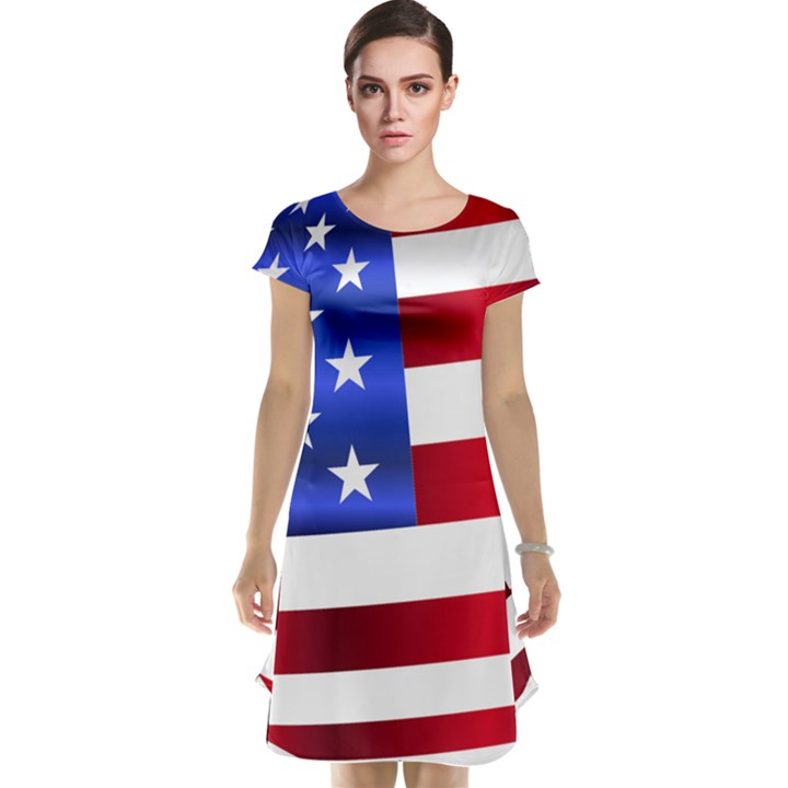 America Usa United States Flag Cap Sleeve Nightdress