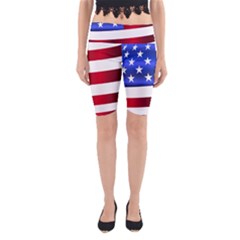 America Usa United States Flag Yoga Cropped Leggings by Sapixe