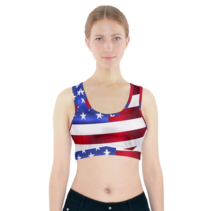 America Usa United States Flag Sports Bra With Pocket