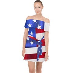 America Usa United States Flag Off Shoulder Chiffon Dress by Sapixe