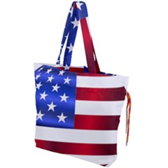 America Usa United States Flag Drawstring Tote Bag by Sapixe