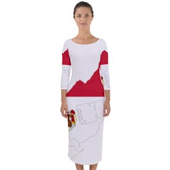 Monaco Country Europe Flag Borders Quarter Sleeve Midi Bodycon Dress by Sapixe