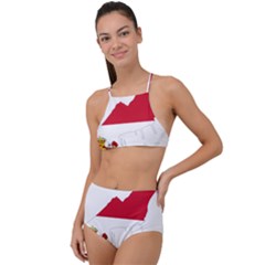 Monaco Country Europe Flag Borders High Waist Tankini Set by Sapixe