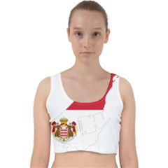 Monaco Country Europe Flag Borders Velvet Racer Back Crop Top by Sapixe