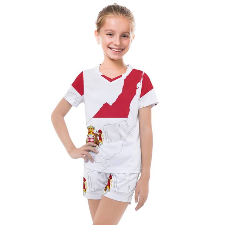 Monaco Country Europe Flag Borders Kids  Mesh Tee and Shorts Set