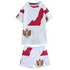 Monaco Country Europe Flag Borders Kids  Swim Tee And Shorts Set by Sapixe