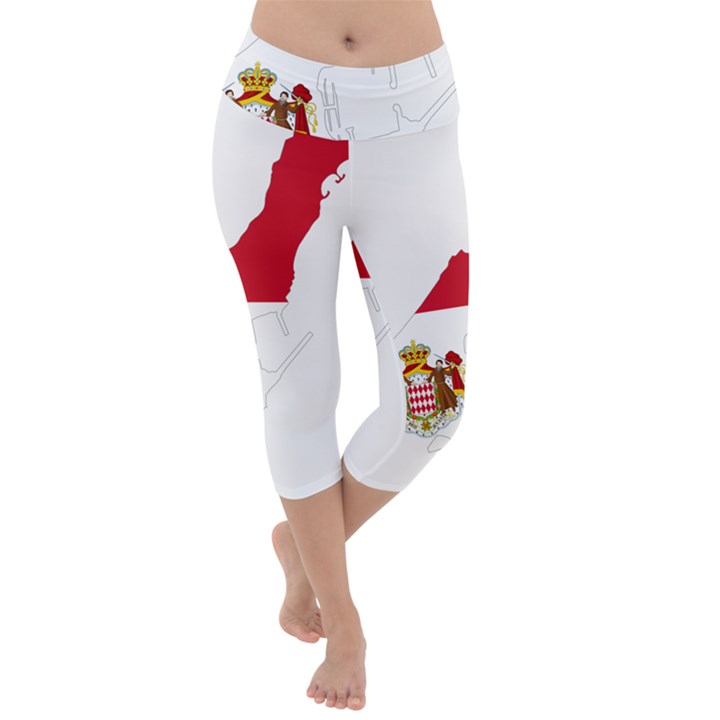 Monaco Country Europe Flag Borders Lightweight Velour Capri Yoga Leggings