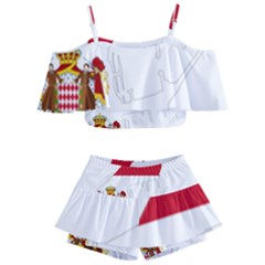 Monaco Country Europe Flag Borders Kids  Off Shoulder Skirt Bikini by Sapixe