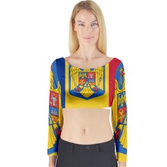 Romania Country Europe Flag Long Sleeve Crop Top by Sapixe