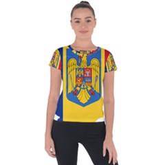 Romania Country Europe Flag Short Sleeve Sports Top  by Sapixe