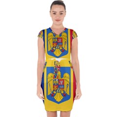 Romania Country Europe Flag Capsleeve Drawstring Dress 