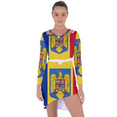 Romania Country Europe Flag Asymmetric Cut-out Shift Dress by Sapixe