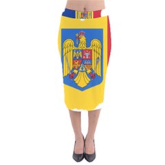 Romania Country Europe Flag Velvet Midi Pencil Skirt by Sapixe