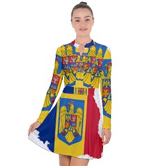 Romania Country Europe Flag Long Sleeve Panel Dress by Sapixe