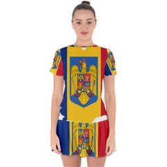 Romania Country Europe Flag Drop Hem Mini Chiffon Dress by Sapixe