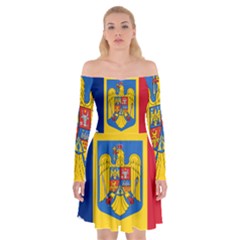 Romania Country Europe Flag Off Shoulder Skater Dress by Sapixe