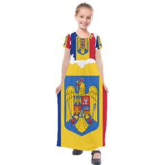 Romania Country Europe Flag Kids  Short Sleeve Maxi Dress by Sapixe