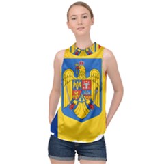 Romania Country Europe Flag High Neck Satin Top by Sapixe