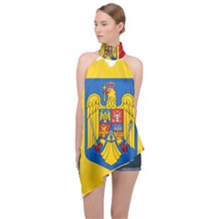 Romania Country Europe Flag Halter Asymmetric Satin Top by Sapixe