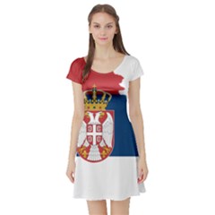 Serbia Country Europe Flag Borders Short Sleeve Skater Dress by Sapixe