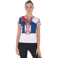 Serbia Country Europe Flag Borders Short Sleeve Sports Top  by Sapixe