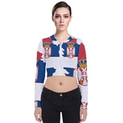 Serbia Country Europe Flag Borders Long Sleeve Zip Up Bomber Jacket by Sapixe