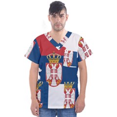 Serbia Country Europe Flag Borders Men s V-neck Scrub Top