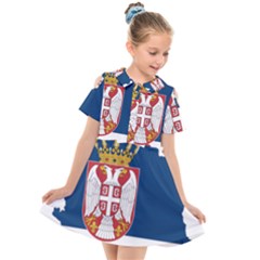 Serbia Country Europe Flag Borders Kids  Short Sleeve Shirt Dress by Sapixe