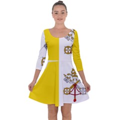 Vatican City Country Europe Flag Quarter Sleeve Skater Dress by Sapixe