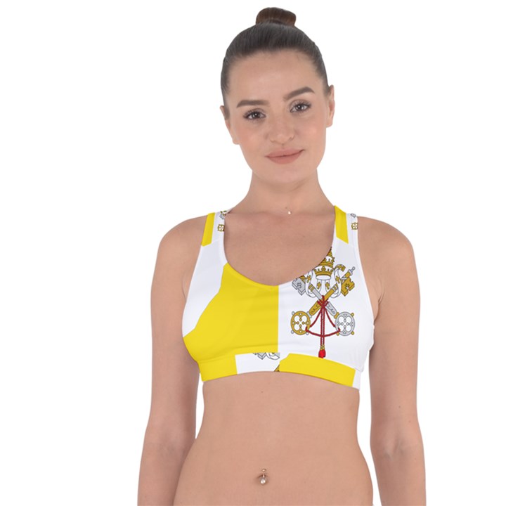 Vatican City Country Europe Flag Cross String Back Sports Bra