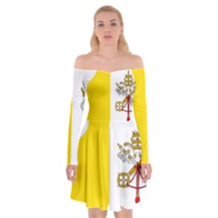 Vatican City Country Europe Flag Off Shoulder Skater Dress by Sapixe