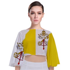 Vatican City Country Europe Flag Tie Back Butterfly Sleeve Chiffon Top by Sapixe