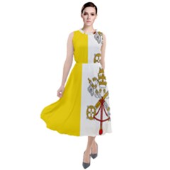 Vatican City Country Europe Flag Round Neck Boho Dress by Sapixe